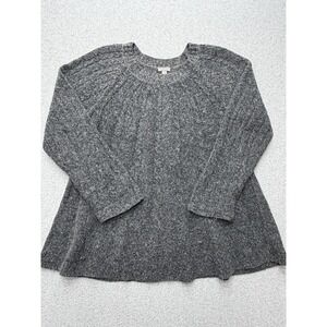 J Jill Women's Sweater Medium Gray Wool Blend Cable Knit A Line‎ Tunic Pullover